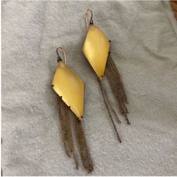 Alexis Bittar Gold Lucite Dangle Earrings with box and travel pouch - Picture 2 of 8